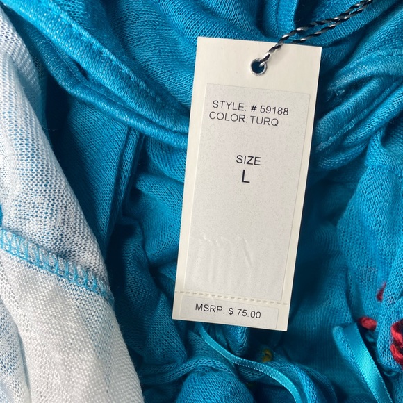 Turquoise & White Knit Sleeveless Vest / Cardigan Women’s Large by Kaktus - Picture 11 of 13